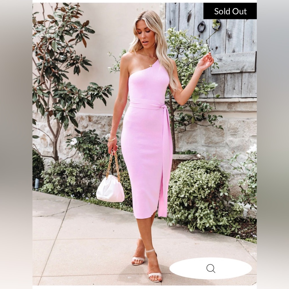VICI Stacie One Shoulder Knit Midi Dress